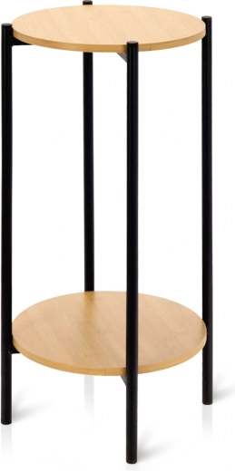Okrągły metalowy stolik pomocniczy z dwoma blatami 31 × 31 × 61 cm - 1 sztuka
