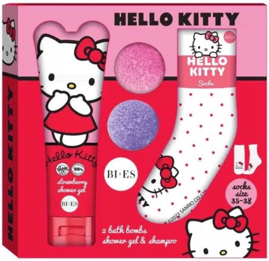 Zestaw upominkowy Hello Kitty do kąpieli i pod prysznic z szamponem i skarpetkami