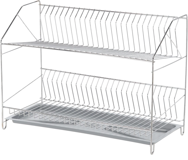 Dwupoziomowa suszarka do naczyń ANDER, chromowana, srebrna
