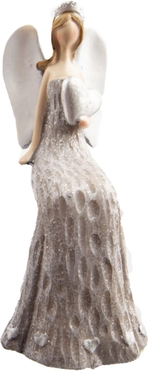 Ceramiczny anioł biało/szary 16 cm