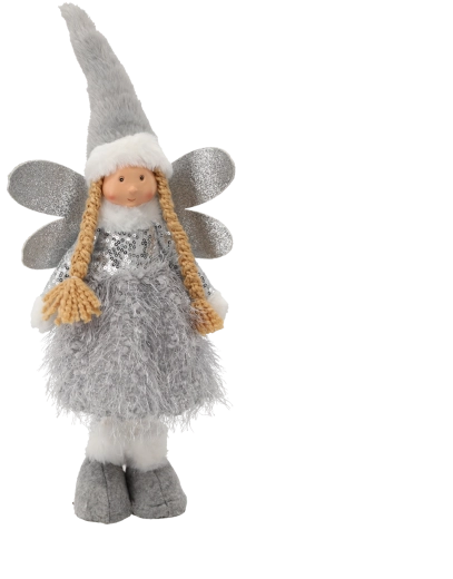 Świąteczny anioł 45 cm szary
