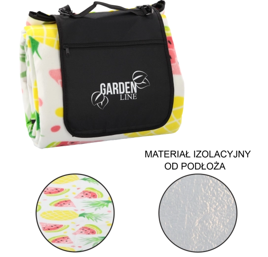 Koc piknikowy z izolacją Owoce 300 × 200 cm