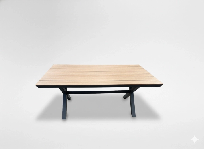 Aluminiowy stół ogrodowy z blatem z polywoodu, ciemnoszary