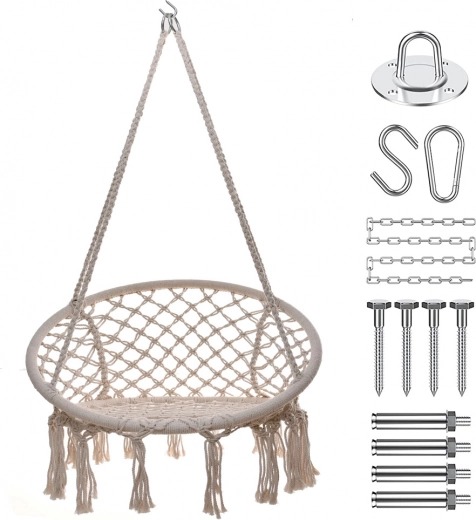 Huśtawka Bocianie Gniazdo do pokoju ogrodowego Premium - biała + zestaw montażowy