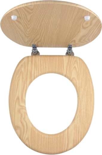 Deska sedesowa z jesionu z fornirowanej płyty MDF z chromowanymi uchwytami