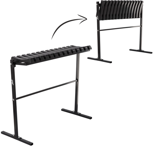 Składana ławka cmentarna 86 cm ze stopkami montażowymi, czarna