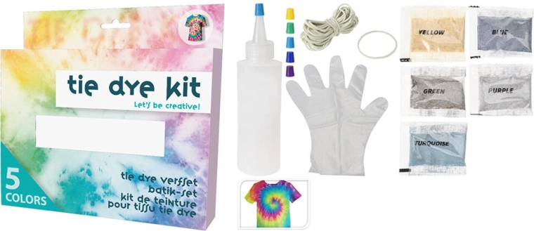 Zestaw do barwienia tie-dye – mix kolorów 5 g (5 szt.) z akcesoriami