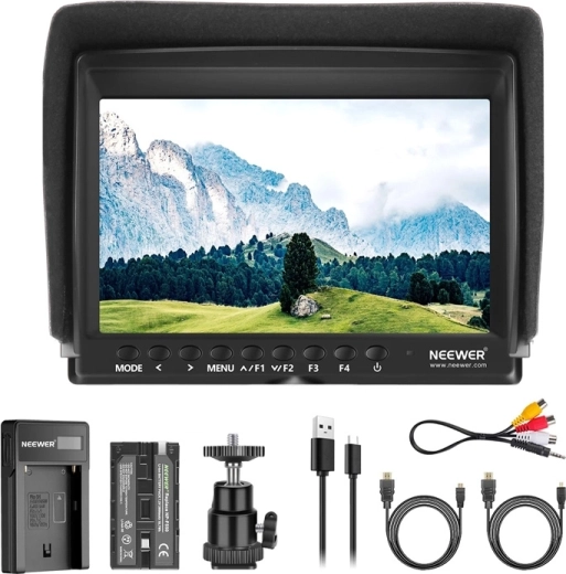 Neewer F100 przenośny monitor z ładowarką USB i baterią NP-F550