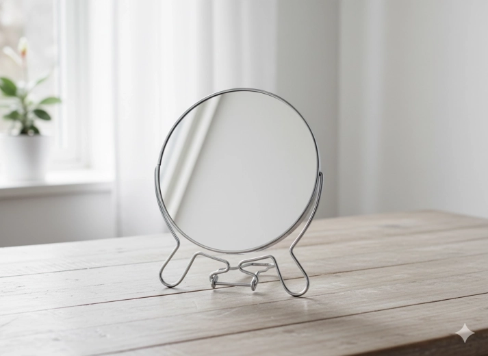 Kosmetyczne lusterko do makijażu, czarne, kompaktowe