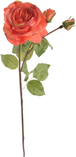 Sztuczna róża pomarańczowa 52 cm