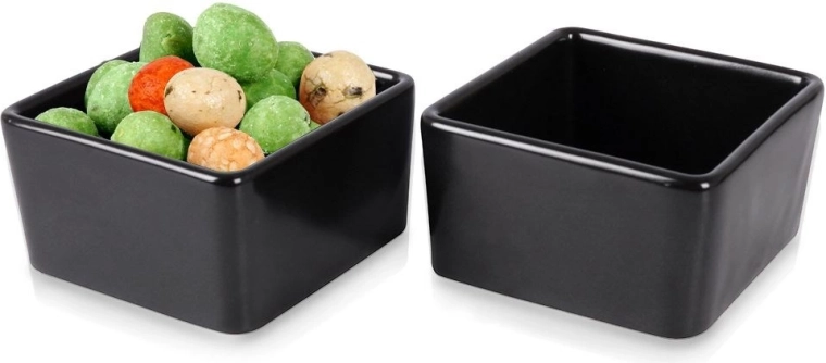 Porcelanowe miseczki na przekąski, czarne, 100 ml, 2 szt.