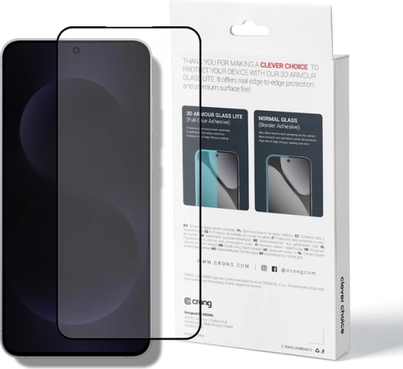 Crong 3D Armour Glass Lite 3D szkło hartowane Full Glue z czarną ramką do Samsung Galaxy A37/A36/A57/A56/S25FE - 1 sztuka