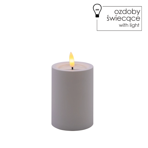Biała świeca LED 7 × 10 cm z migoczącym płomieniem
