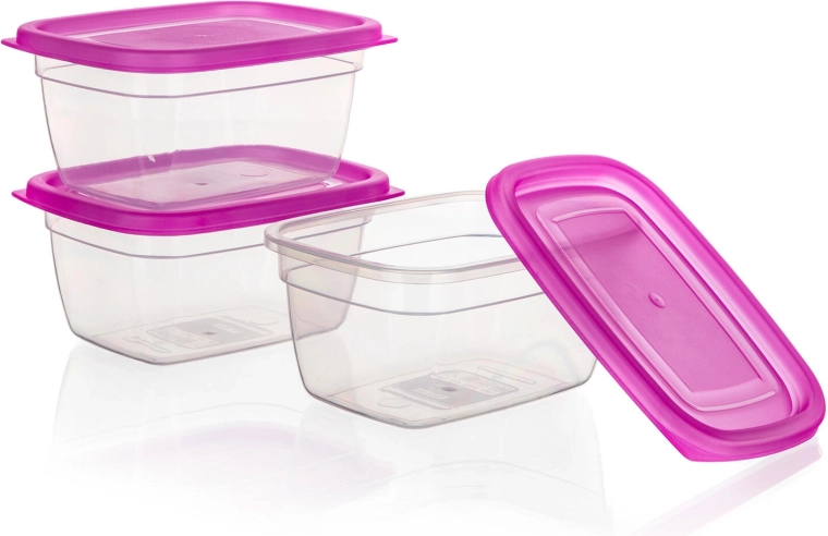 Zestaw plastikowych pojemników na żywność 0,55 l – różowy, 3 szt.