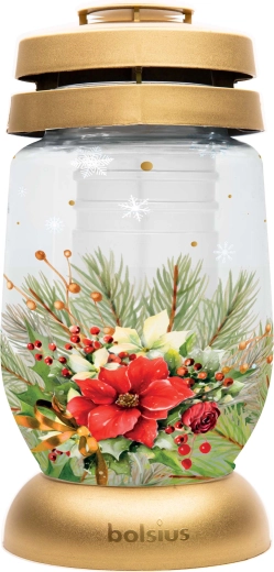 Znicz nagrobny Bolsius z motywem czerwonego kwiatu 22 cm - 1 szt.