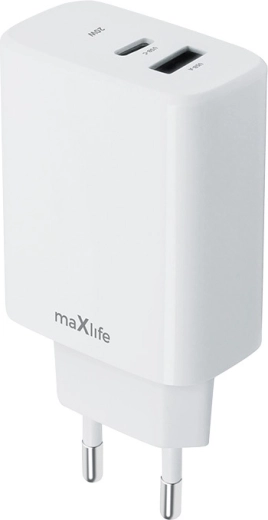 Sieciowa szybka ładowarka MAXLIFE 20 W z USB‑C i USB-A