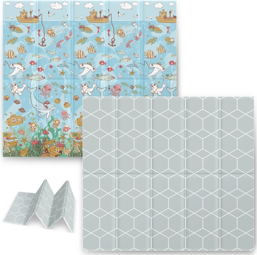 Składana piankowa mata do zabawy 200 × 180 × 1 cm ocean NUKIDO