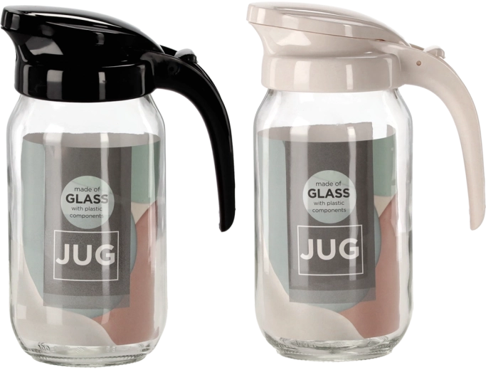 Szklany dzbanek 1 l Renga z pokrywką i ergonomicznym uchwytem