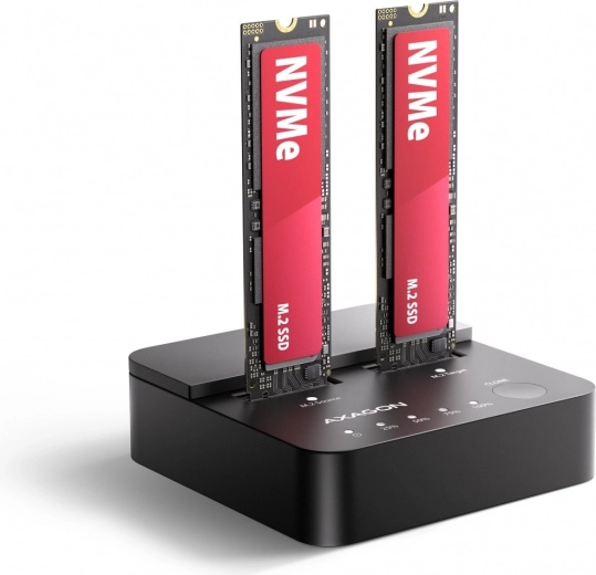 Axagon Clone Master – stacja dokująca i klonująca USB-C 3.2 Gen 2x2 dla 2× NVMe M.2 (20 Gbps)