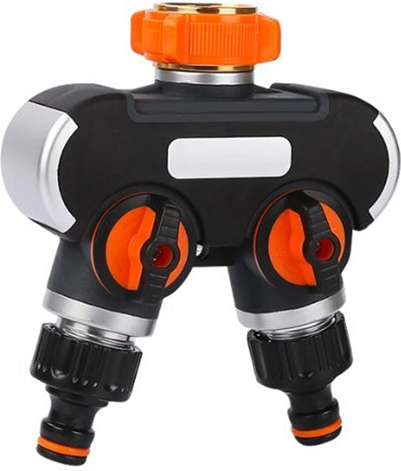 Podwójny rozdzielacz do węża ogrodowego z niezależnymi zaworami