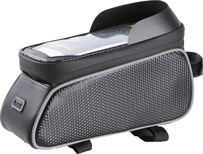 Maxlife wodoodporna ramowa torba rowerowa z uchwytem na telefon, czarna