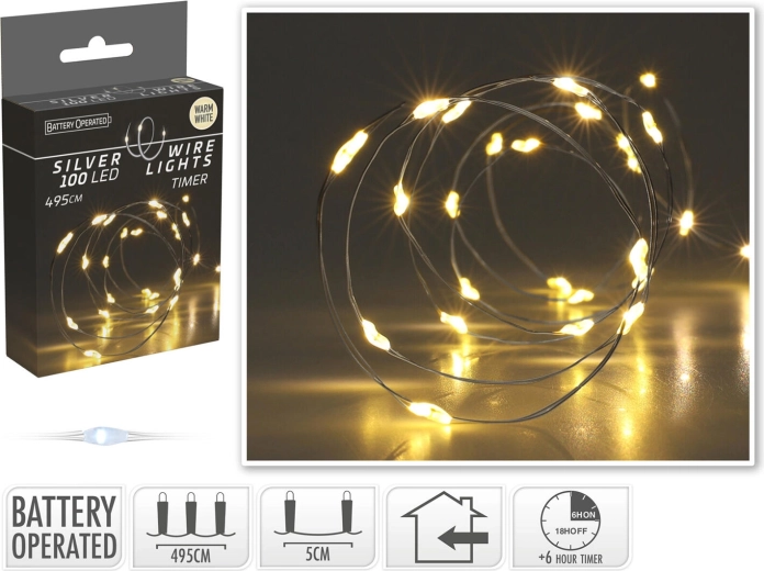 Świąteczne oświetlenie LED ciepła biel 4,95 m (100 LED) z timerem