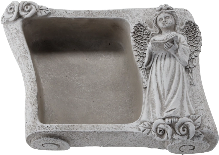 Cementowa misa kwiatowa z aniołem – szara książka 25 × 18,5 × 9,5 cm
