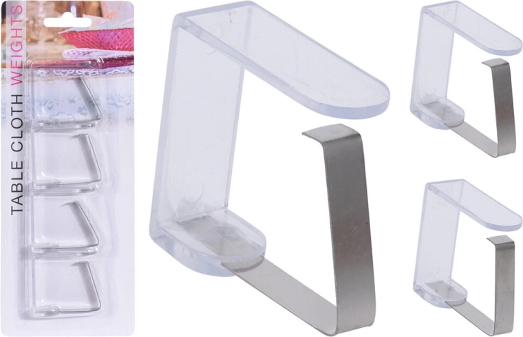 Klip do obrusa ze stali nierdzewnej i plastiku 45 × 45 mm, 4 szt.