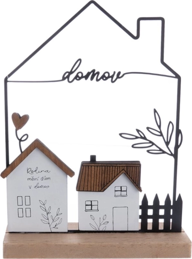 Dekoracja Domek „Dom” z drewna i metalu 17 × 5 × 22 cm