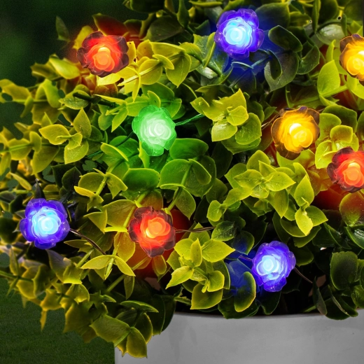 Solarny łańcuch LED z kwiatami, 2,3 m, 20 kolorowych diod LED