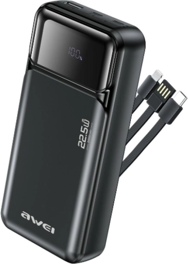 Powerbank Awei 20000 mAh z wbudowanymi kablami