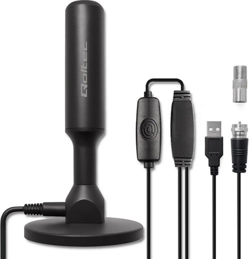 wewnętrzna antena TV DVB-T2 ze wzmacniaczem i magnetyczną podstawą, 4K, 28 dBi, kabel 5 m