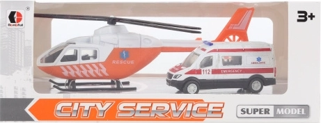Metalowy ambulans i helikopter dla dzieci