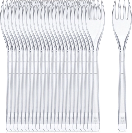 Przezroczyste plastikowe widelczyki wielokrotnego użytku 17,5 cm (25 szt.)