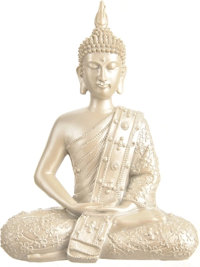 Srebrna figurka Buddy z polystone 27 cm