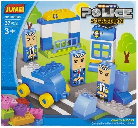 Klocki konstrukcyjne Jumei komisariat policji 37 elementów 28 × 26 cm - 1 sztuka