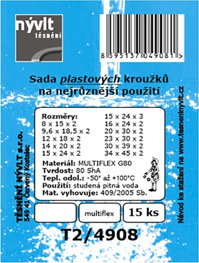 Zestaw plastikowych pierścieni uszczelniających MULTIFLEX G80, 15 szt.