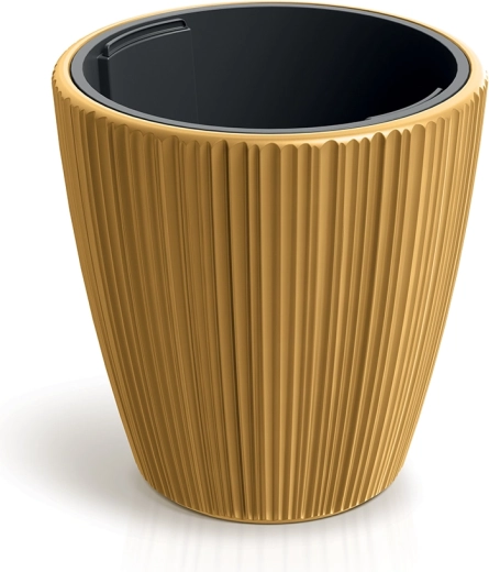 Doniczka ORO z wyjmowanym wkładem 19,9 cm, musztardowa
