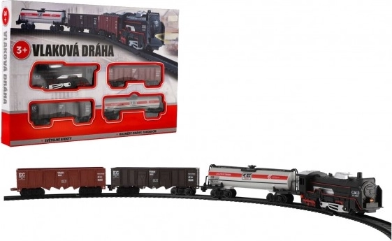 Plastikowa kolejka ze światłem i dźwiękiem na baterie z torami 104 × 68 cm