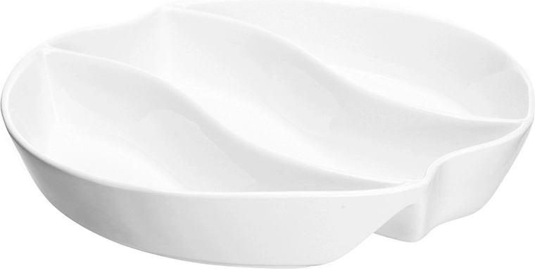 Dzielony porcelanowy talerz do serwowania 25 cm, 3 przegrody