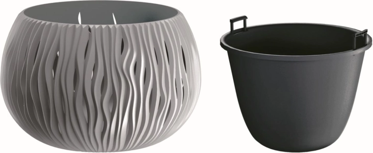 Donica Sandy Bowl z wkładem 37 cm – szary kamień