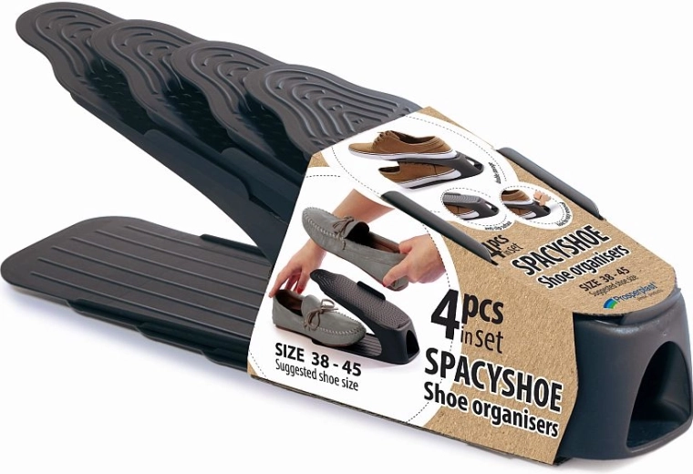 Zestaw organizerów na buty Prosperplast Spacyshoe, antracyt, 4 szt.