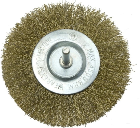 Szczotka okrągła na trzpieniu 100 mm, falisty drut 0,3 mm