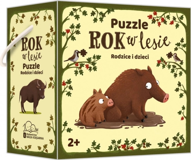 Rok w lesie: rodzice i dzieci – puzzle dla dzieci 20 elementów