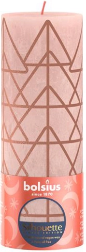 Rustykalna świeca 190 × 68 mm różowa/bursztynowa