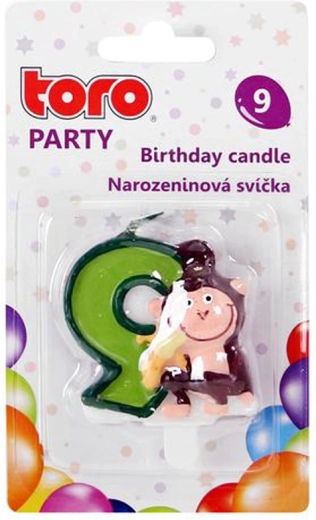 Świeczka tortowa cyfra 9 z małpką TORO 5 cm