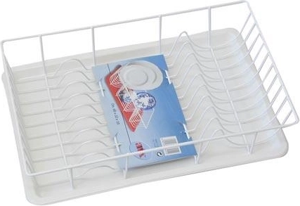 Ociekacz na naczynia z plastikową tacką 48 × 32 cm, biały