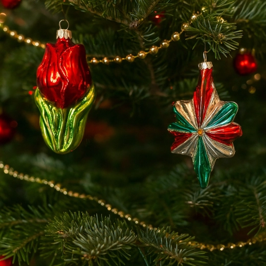 Szklana choinkowa ozdoba trójkolorowa gwiazda 14,4 cm (zestaw 6 szt.)