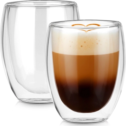 Termiczne szklanki z podwójną ścianką do kawy i herbaty 370 ml, 2 szt.