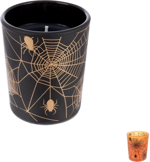 Świeca zapachowa w szkle halloween mix z motywem pajęczyny - 1 sztuka
